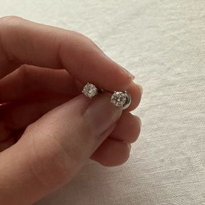 Real Diamond Stud Earrings .5 Carat 14K White Gold Macy’s High Clarity